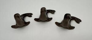 Hagen Renaker Lot of 3 Miniature Brown Seal Figurines Vintage Marine Ocean Life